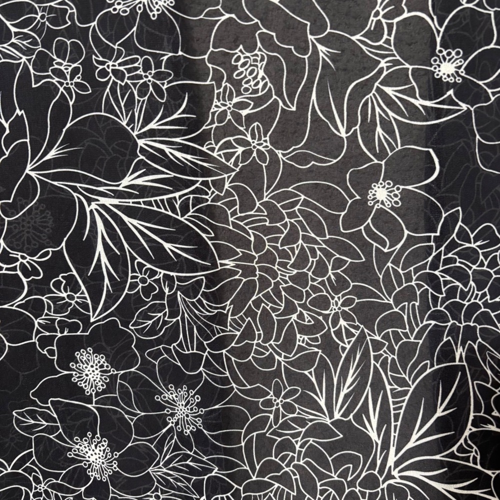Lightweight Sheer Layering Kimono Floral Black White Open Front Flowing Top XXXL - Picture 8 of 10